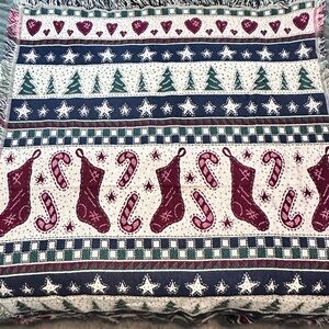 Festive Holiday Throw Blanket with Red and Green Design